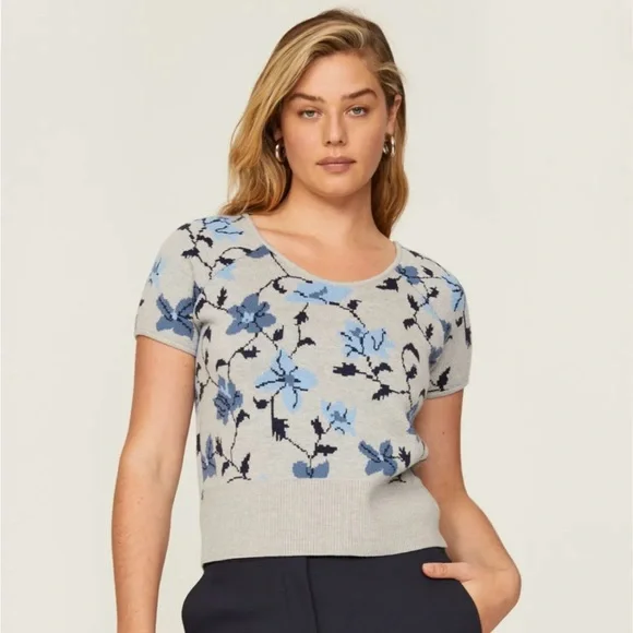 Club Monaco Floral Jacquard Sweater 100% Wool Size S - Picture 3 of 13